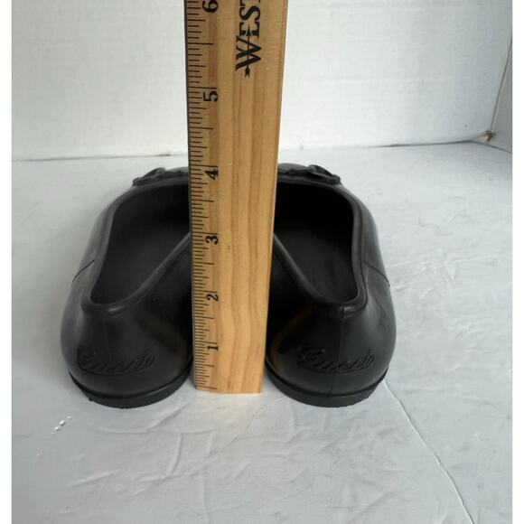 Gucci Authentic Embossed Black Rubber Horsebit Slip On Ballet Flats Size 8 - Picture 9 of 14